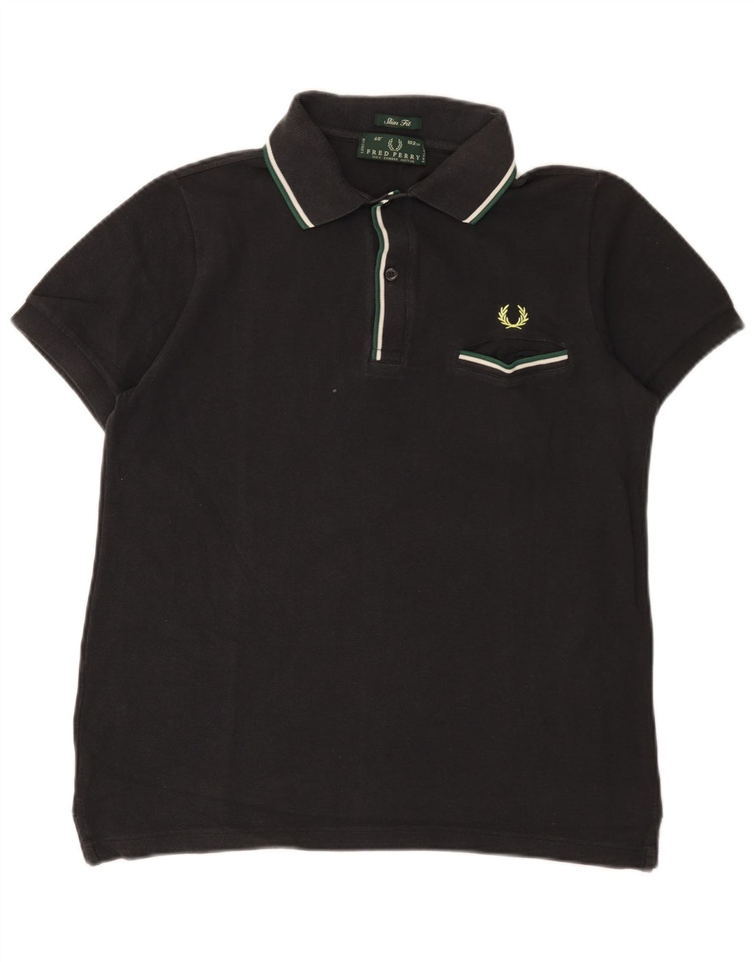 Fred Perry Ανδρικό πουκάμισο Polo Slim Fit, μεσαίο μαύρο βαμβακερό