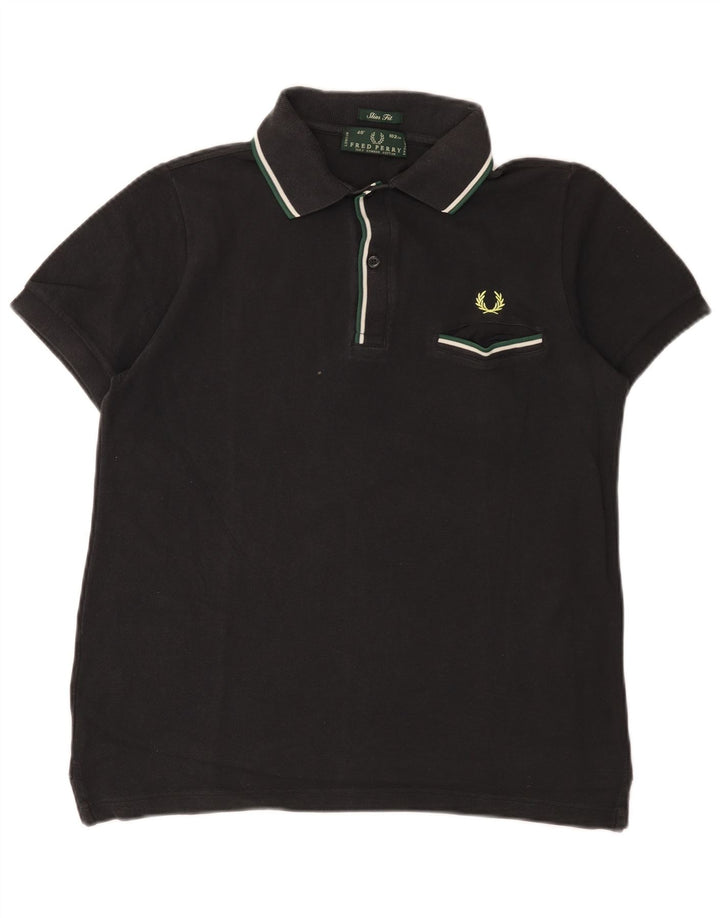 Fred Perry Ανδρικό πουκάμισο Polo Slim Fit, μεσαίο μαύρο βαμβακερό