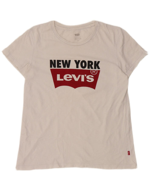 Γυναικείο γραφικό μπλουζάκι LEVI'S New York Top UK 10 Small White