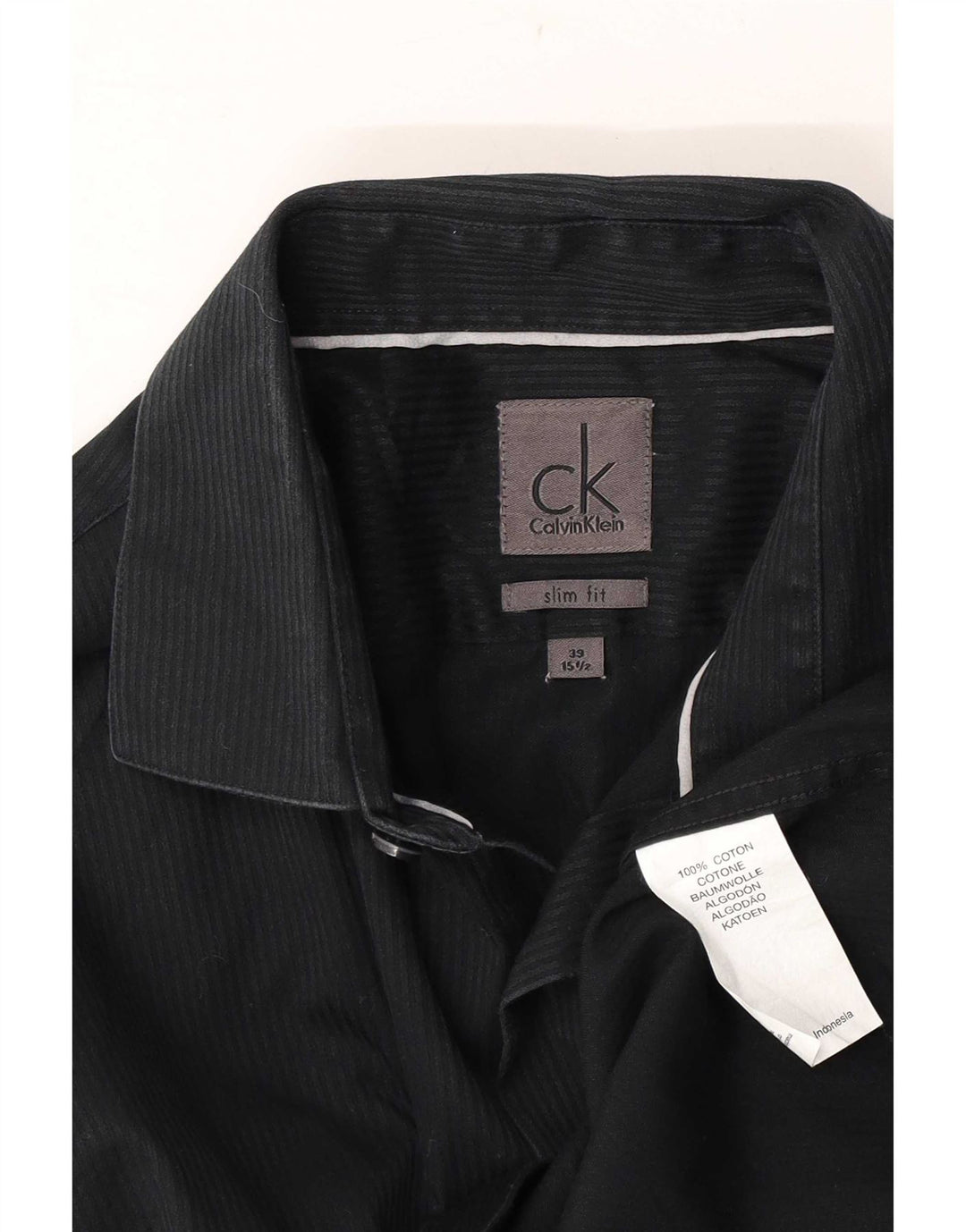 Calvin Klein Ανδρικό επίσημο πουκάμισο 39 15 1/2 μεσαίο μαύρο ρίγες