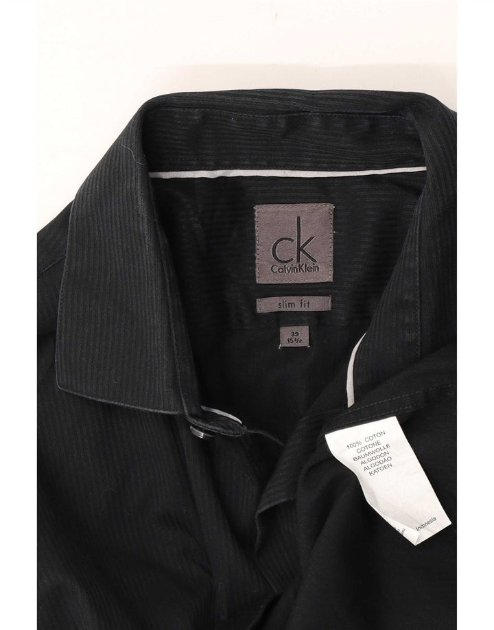 Calvin Klein Ανδρικό επίσημο πουκάμισο 39 15 1/2 μεσαίο μαύρο ρίγες