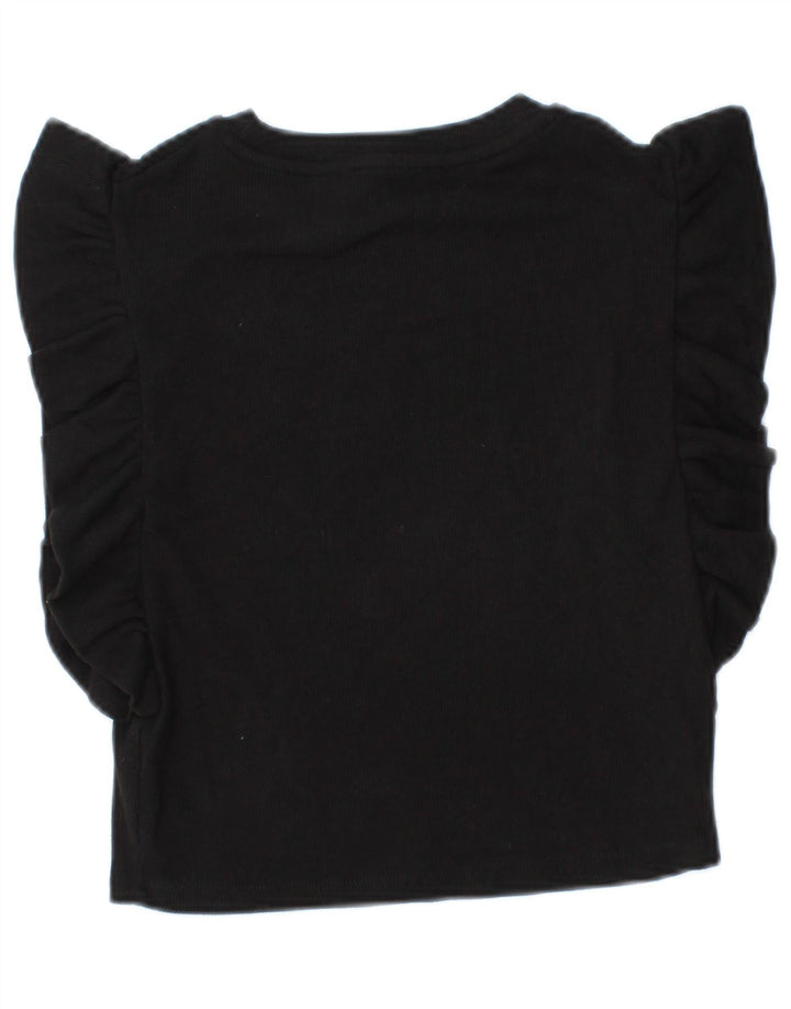 Zara Γυναικεία Μπλούζα Crop Top UK 8 Small Black Cotton