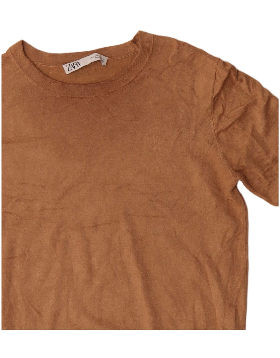 ZARA Γυναικείο πουλόβερ με λαιμόκαυστο UK 12 μεσαίο καφέ βισκόζη