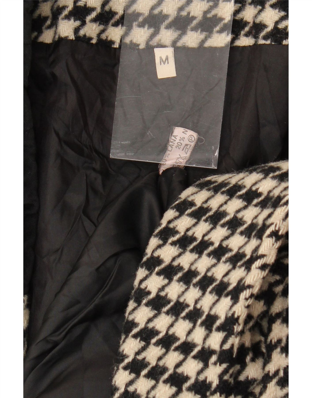 VINTAGE Γυναικείο Μπουφάν σακάκι UK 14 Medium Black Houndstooth