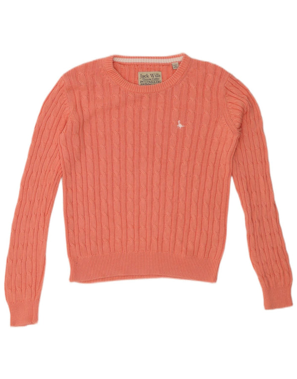 JACK WILLS Γυναικείο πουλόβερ με λαιμόκοψη Crop Crop UK 10 Small Pink Cotton