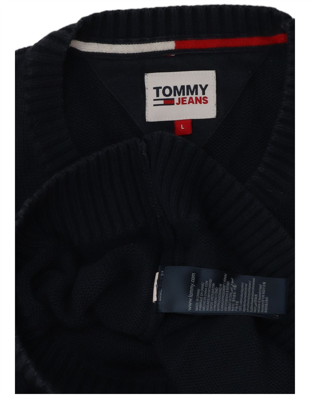 Ανδρικό πουλόβερ με λαιμόκοψη Tommy Hilfiger Μεγάλο βαμβακερό γαλάζιο
