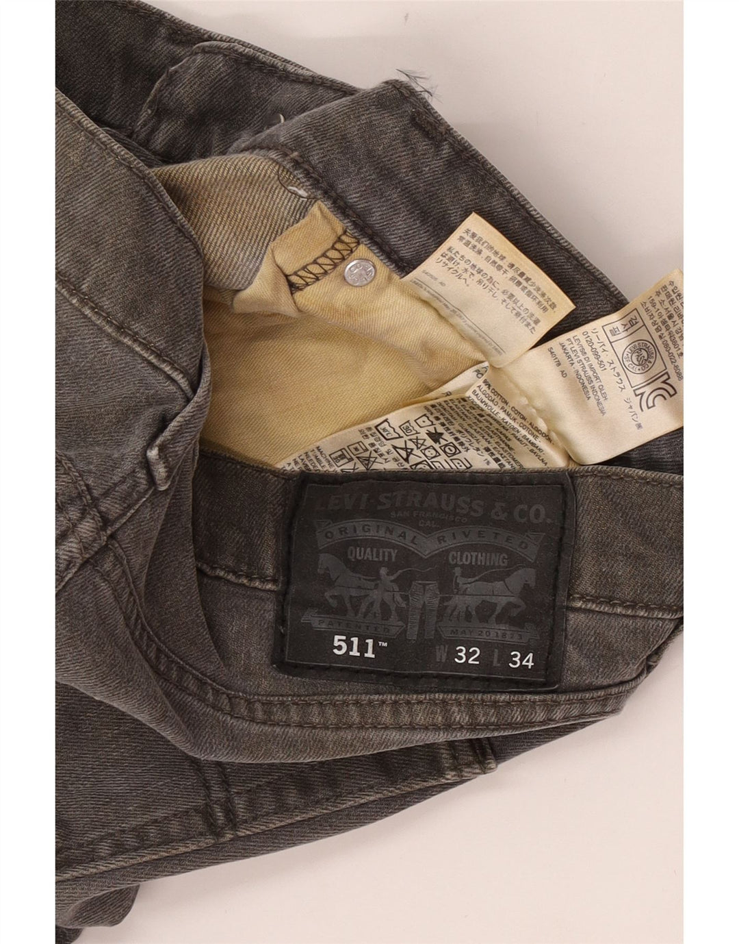 Levi's Mens 511 Slim Jeans W32 L34 Γκρι βαμβακερό