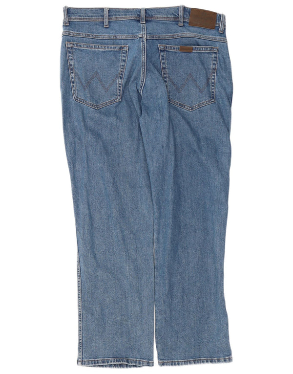 Wrangler Mens Regular Fit Straight Jeans W36 L30 Blue Cotton