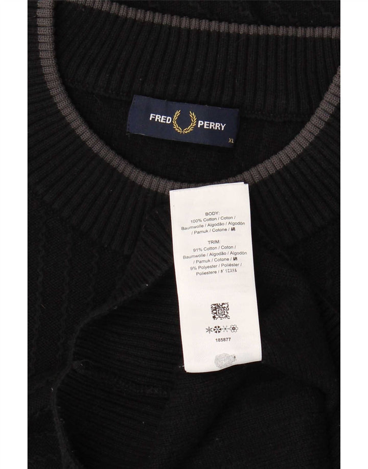 Ανδρικό πουλόβερ Fred Perry Crew Neck Jumper XL Μαύρο βαμβακερό