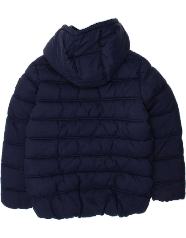 BENETTON Boys Hooded Padded Jacket 8-9 Years Large  Navy Blue Polyester