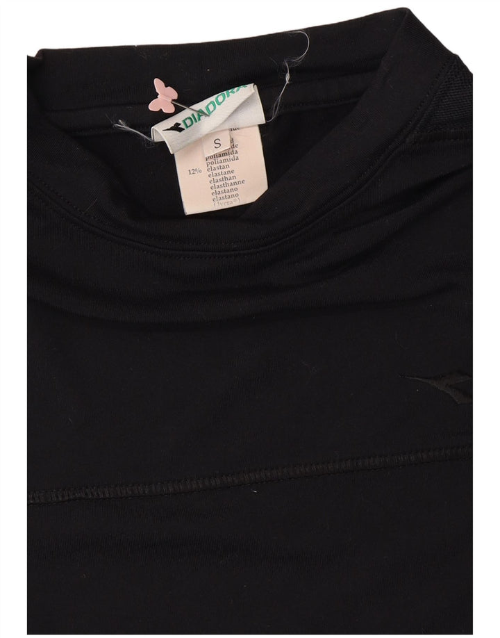 DIADORA Γυναικείο T-Shirt Crop Top UK 10 Small Black Polyamide