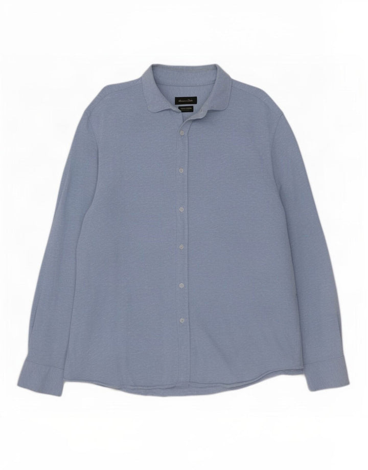 Ανδρικό πουκάμισο Massimo Dutti 2XL Μπλε βαμβακερό