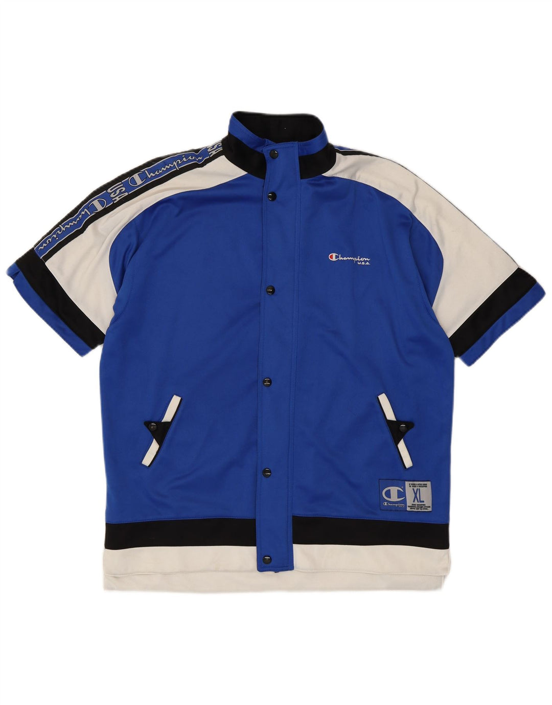 Κορυφαίο μπουφάν Champion Boys Graphic αθλητική φόρμα 13-14 ετών XL Blue Colourblock