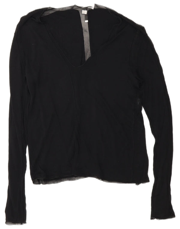 Yves Saint Laurent Γυναικεία μακρυμάνικη μπλούζα τοπ UK 12 μεσαία μαύρη βισκόζη