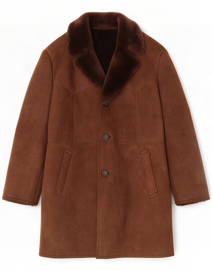 Vintage Ανδρικό παλτό Shearling IT 54 2XL Brown