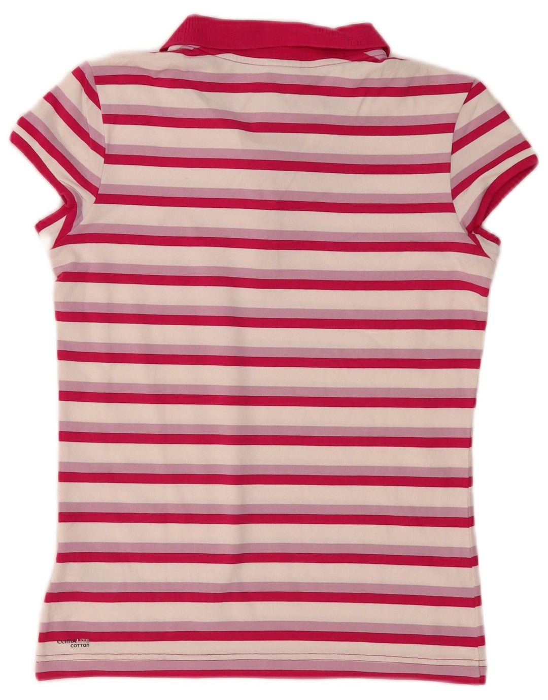 Adidas Γυναικείο Πόλο Μπλουζάκι UK 12 Ροζ μεσαίο βαμβακερό ριγέ