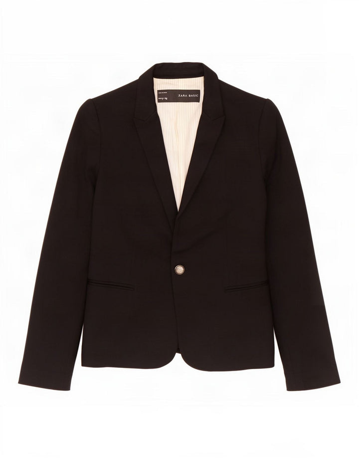 Zara Γυναικείο σακάκι 1 κουμπιού blazer UK 10 Small Black Viscose