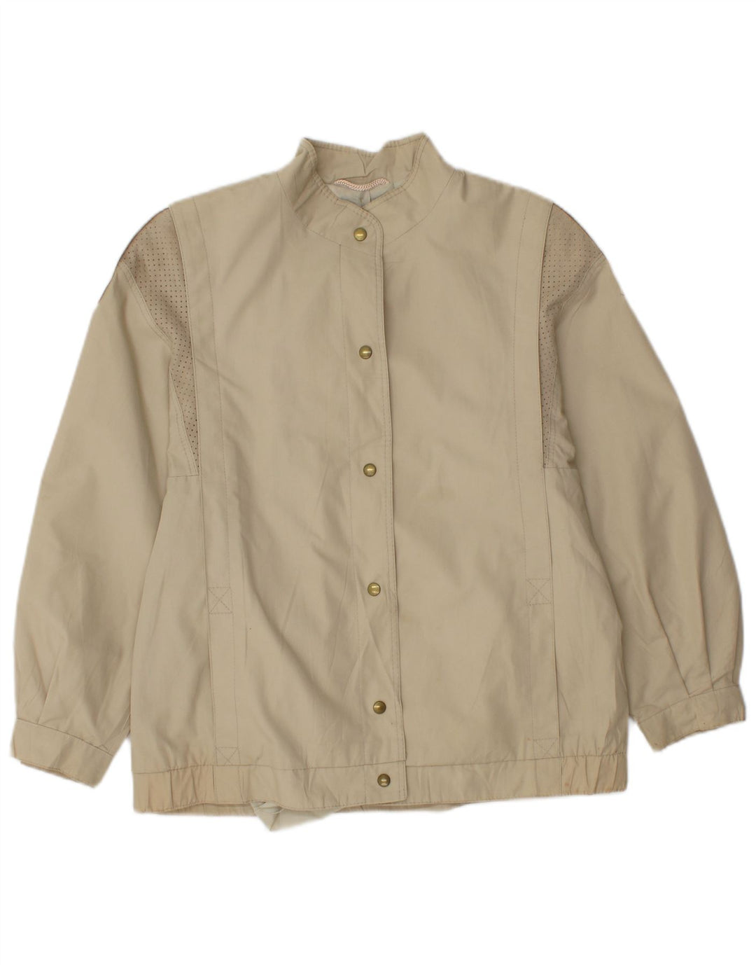 VINTAGE Womens Oversized Bomber Jacket EU 36 Small Beige Polyester