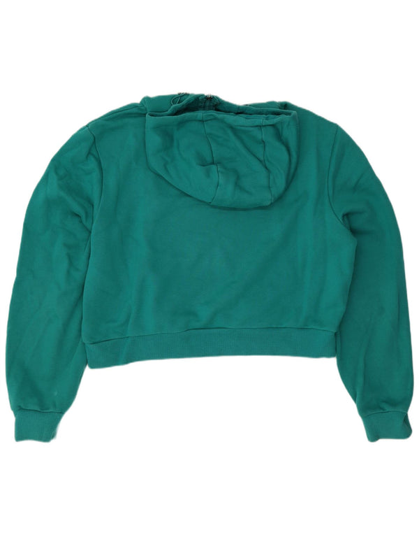 Ellesse Γυναικεία γραφικά Crop Hoodie Jumper UK 12 Μεσαίο τιρκουάζ βαμβάκι
