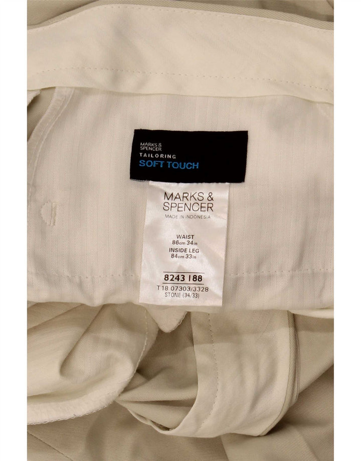 Marks & Spencer Ανδρικό ίσιο παντελόνι Chino W34 L33 Beige Polyester