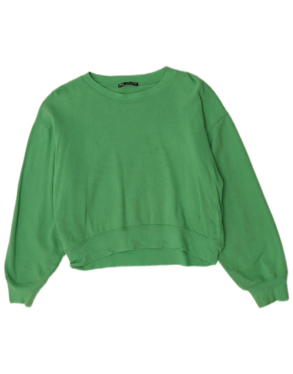 Zara Γυναικεία φούτερ Crop Oversized Jumper UK 10 Small Green Cotton