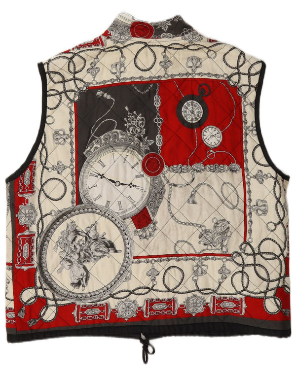 Vintage γυναικείο αφηρημένο μοτίβο καπιτονέ Gilet UK 14 Μεγάλο πολύχρωμο