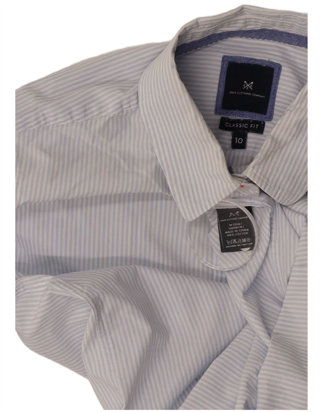 CREW CLOTHING Γυναικείο πουκάμισο Classic Fit UK 10 Small Blue ριγέ βαμβακερό