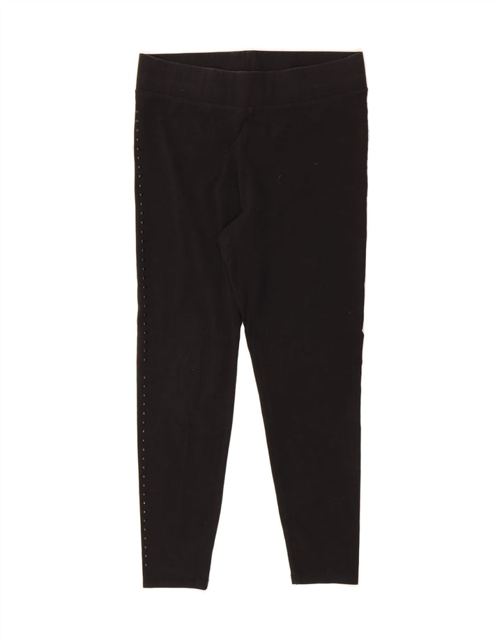 MARKS & SPENCER Womens Crop Leggings UK 14 Medium  Black Cotton Vintage Marks & Spencer and Second-Hand Marks & Spencer from Messina Hembry 