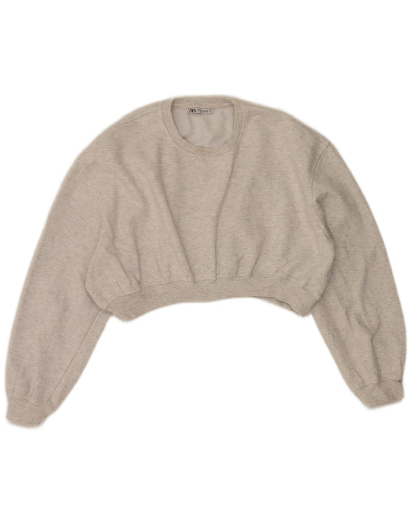 Zara γυναικεία φούτερ υπερμεγέθη Crop Jumper UK 10 Small Grey Flecked