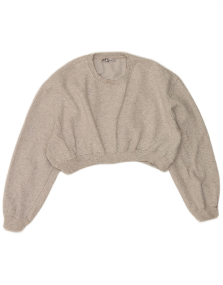 Zara γυναικεία φούτερ υπερμεγέθη Crop Jumper UK 10 Small Grey Flecked