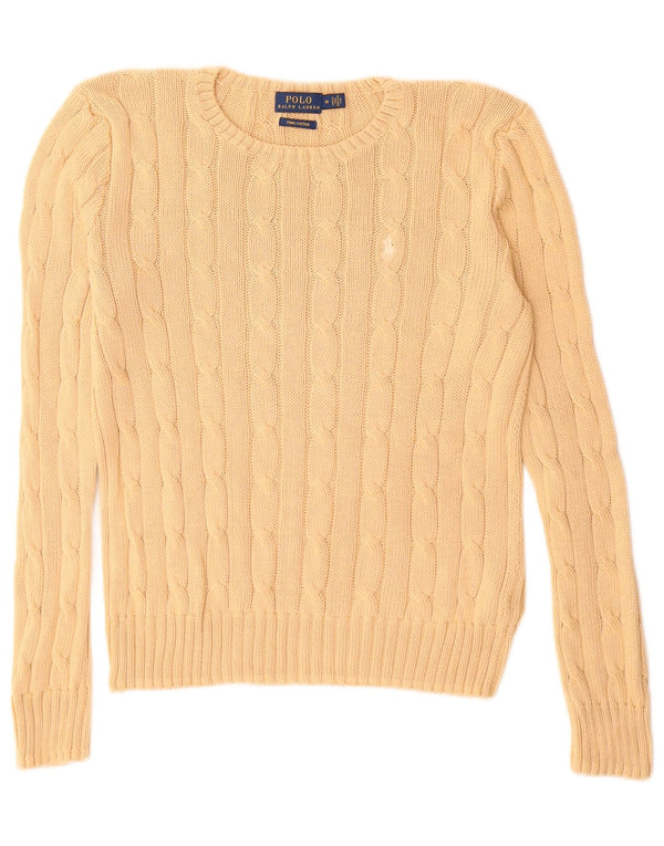 Polo Ralph Lauren Γυναικείο πουλόβερ με λαιμόκοψη UK 12 μεσαίο βαμβακερό μπεζ