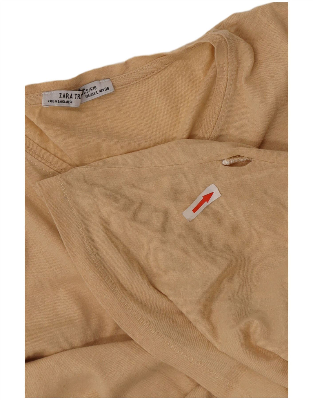 Zara Γυναικείο T-Shirt Top UK 16 Large Beige