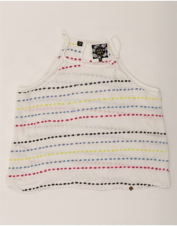 Superdry Γυναικεία Crop Halter Top UK 10 Small White Ride Viscose