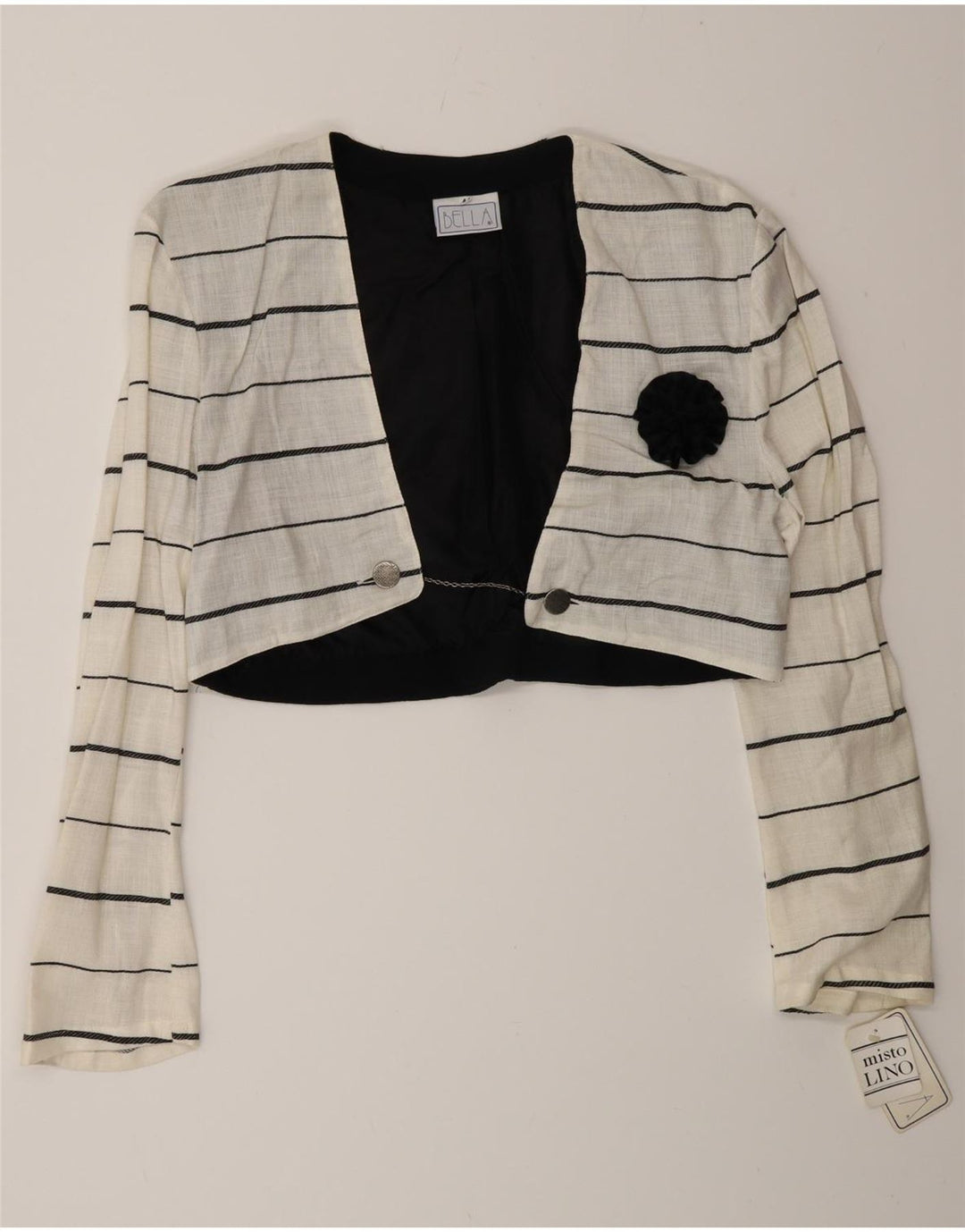 Vintage Γυναικείο Διπλό Μπουφάν Bolero IT 44 Μεσαίο Λευκό Ριγέ