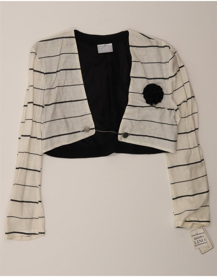 Vintage Γυναικείο Διπλό Μπουφάν Bolero IT 44 Μεσαίο Λευκό Ριγέ