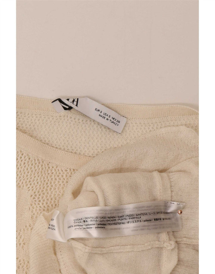 Zara Γυναικεία Αμάνικη Μπλούζα Τοπ UK 8 Small Off White Πολυεστέρας