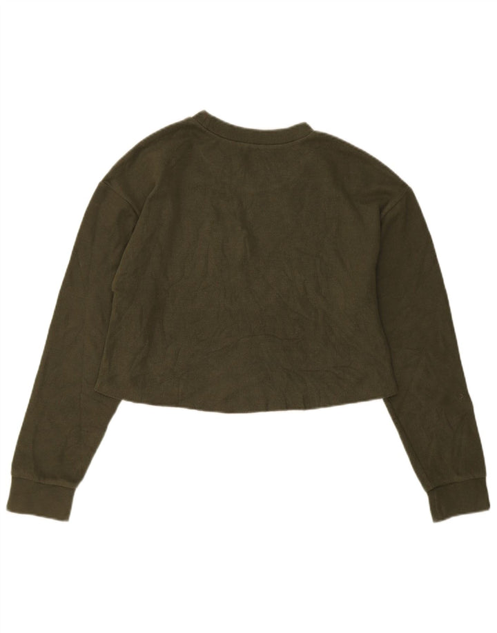 Zara Γυναικείο Crop Top Μακρυμάνικο UK 10 Small Green