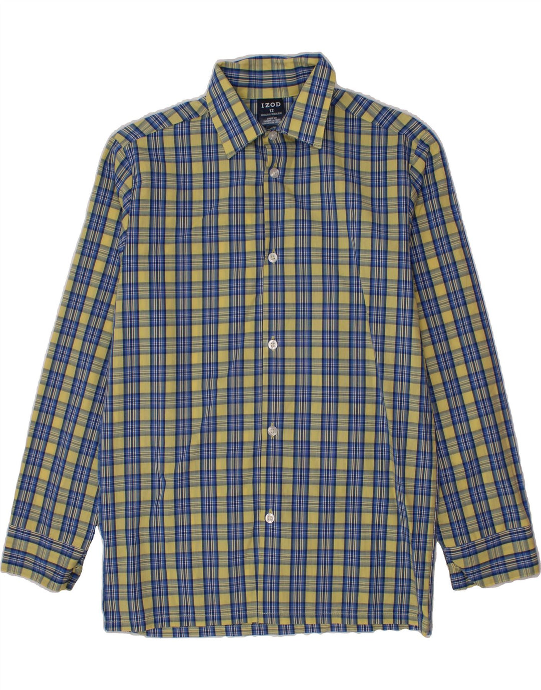 IZOD Boys Shirt 11-12 Years Blue Check Cotton Vintage Izod and Second-Hand Izod from Messina Hembry 