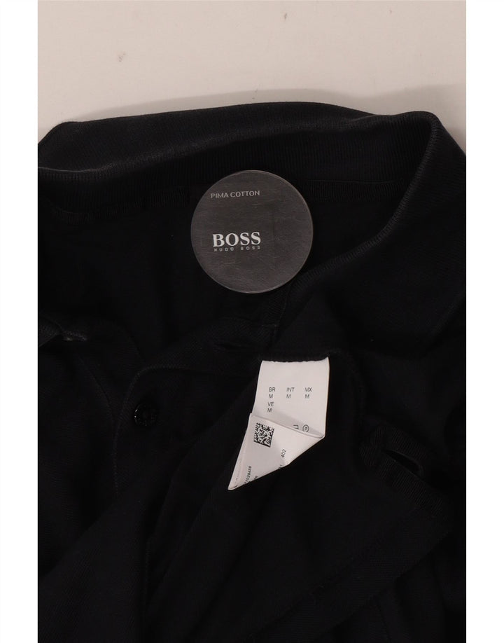 Ανδρικό μπλουζάκι πόλο HUGO BOSS, μεσαίο μαύρο βαμβακερό