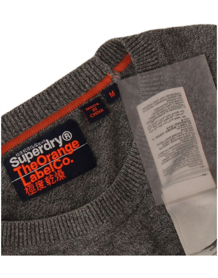 Ανδρικό πουλόβερ με λαιμόκοψη Superdry, βαμβακερό μεσαίο γκρι