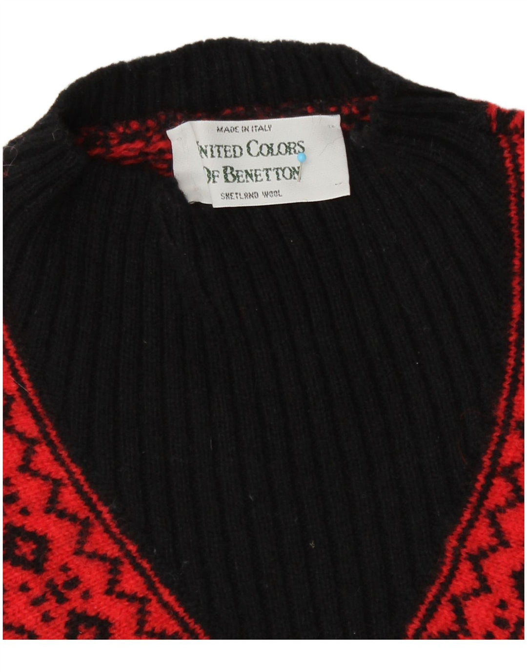 Γυναικείο πουλόβερ με λαιμόκοψη Benetton UK 14 Medium Red Retro
