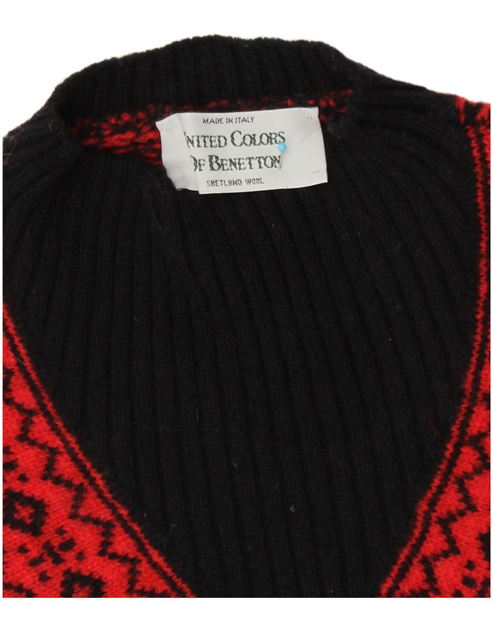 Γυναικείο πουλόβερ με λαιμόκοψη Benetton UK 14 Medium Red Retro