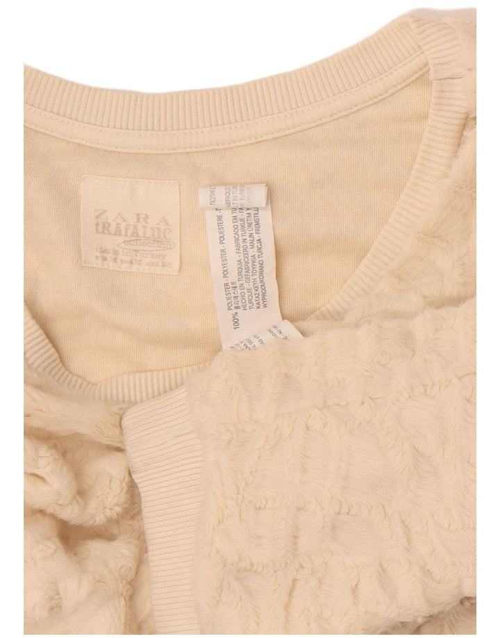 Zara Γυναικείο Fleece Jumper UK 12 Medium Off White Πολυεστέρας
