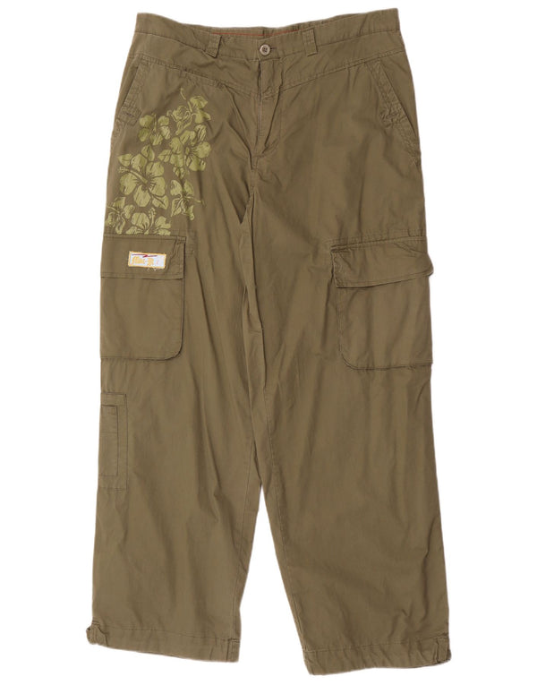 Vintage Ανδρικό ίσιο παντελόνι Cargo Μεγάλο W36 L32 Χακί Floral Βαμβακερό