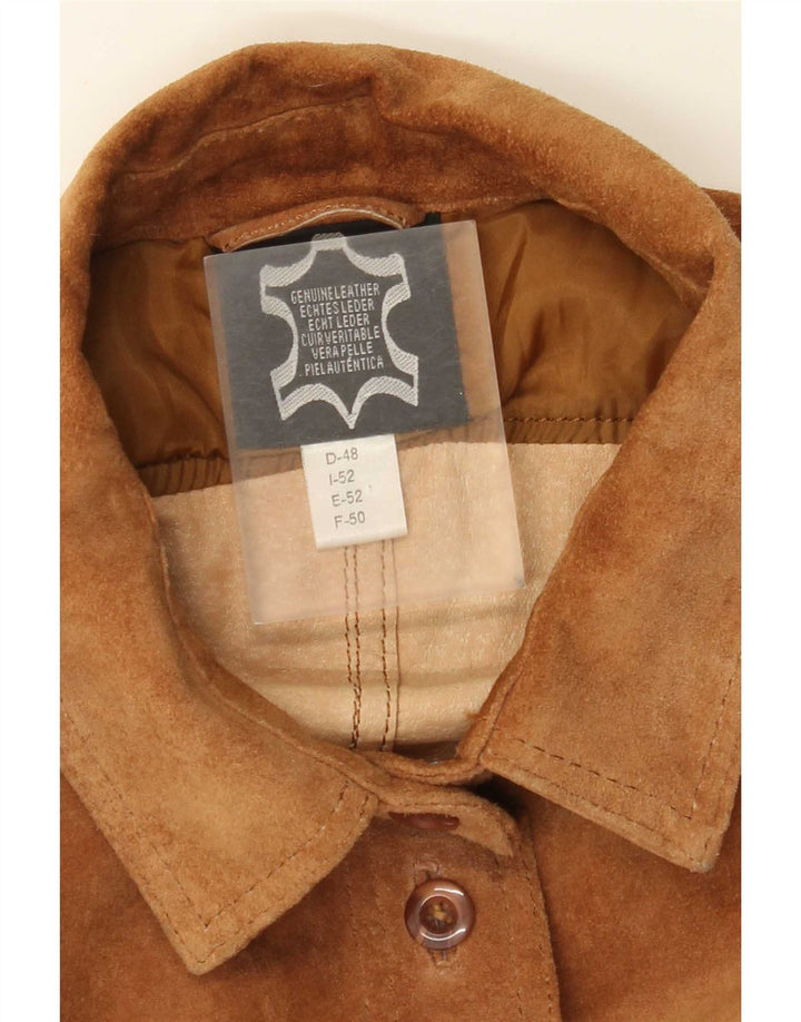Vintage γυναικείο πουκάμισο Suede πουκάμισο IT 52 XL μπεζ δέρμα