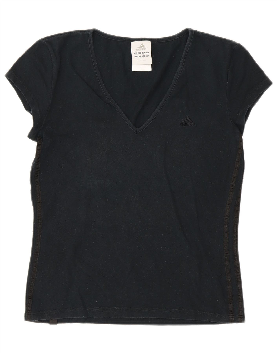 Γυναικείο T-Shirt ADIDAS Top UK 10 Small μαύρο βαμβακερό