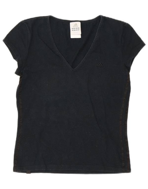 Γυναικείο T-Shirt ADIDAS Top UK 10 Small μαύρο βαμβακερό