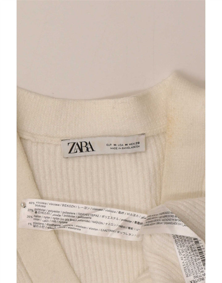 Zara Γυναικεία Ζακέτα πουλόβερ UK 12 μεσαία λευκή βισκόζη