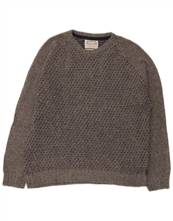 White Stuff Ανδρικό πουλόβερ με λαιμόκοψη XL Lambswool με γκρι στίγματα