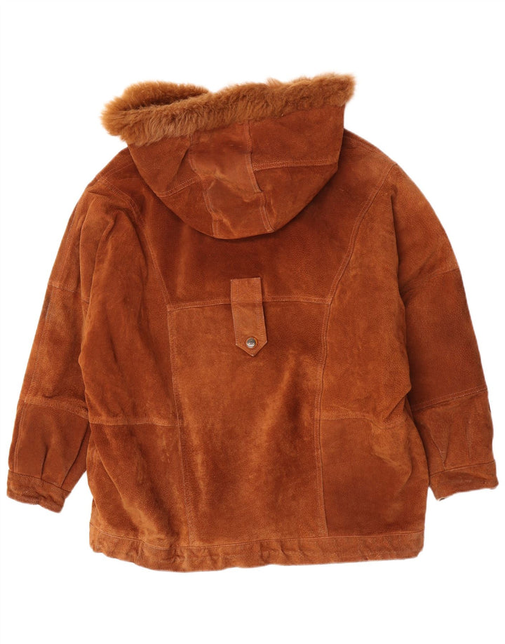 Vintage γυναικείο υπερμεγέθη σουέντ μπουφάν Parka IT 46 μεγάλο καφέ